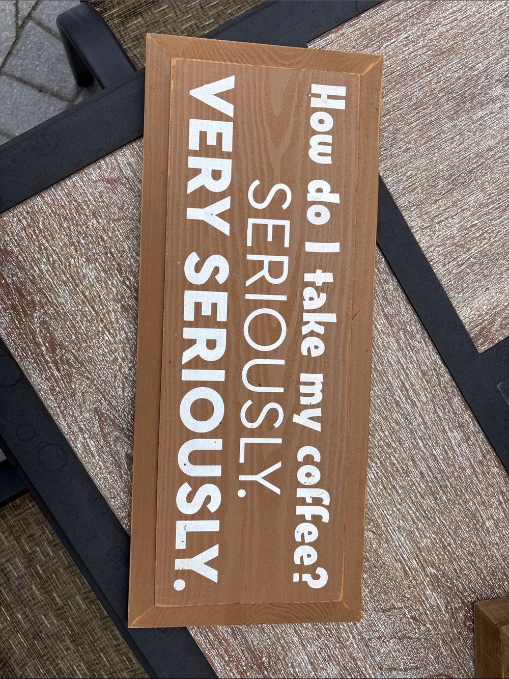 Wooden Coffee Wall Sign - Brown with White Lettering